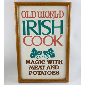 Old World Irish Cook Art Print with Brown Frame